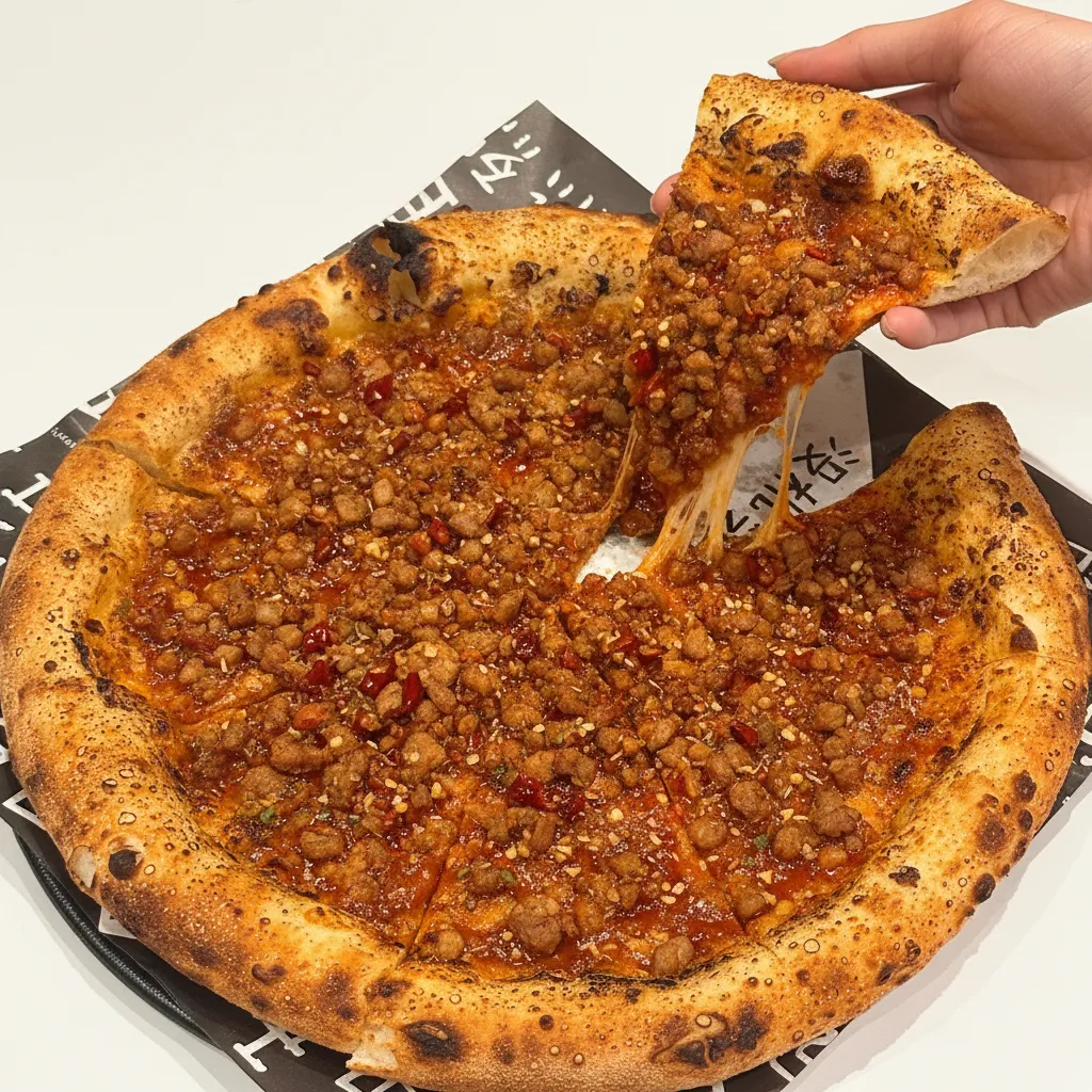 Mala Porky 12-inch pizza at Byond Walls rooftop restaurant KL | 撞墙屋顶餐厅麻辣猪肉披萨